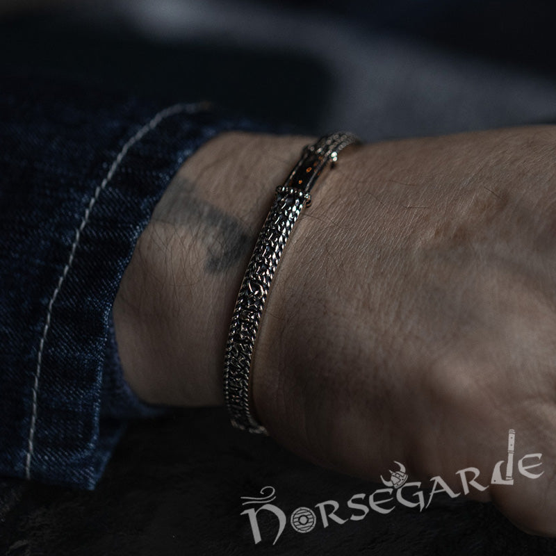 Handcrafted Runic Jormungandr Torc Bracelet - Brass