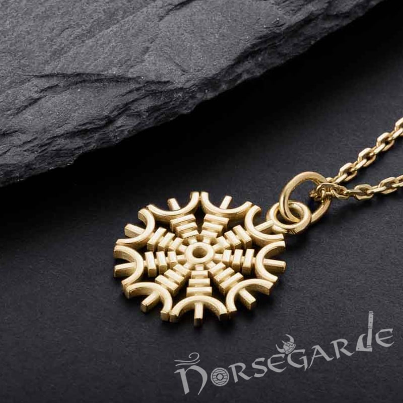 Handcrafted Miniature Helm of Awe Pendant - Gold