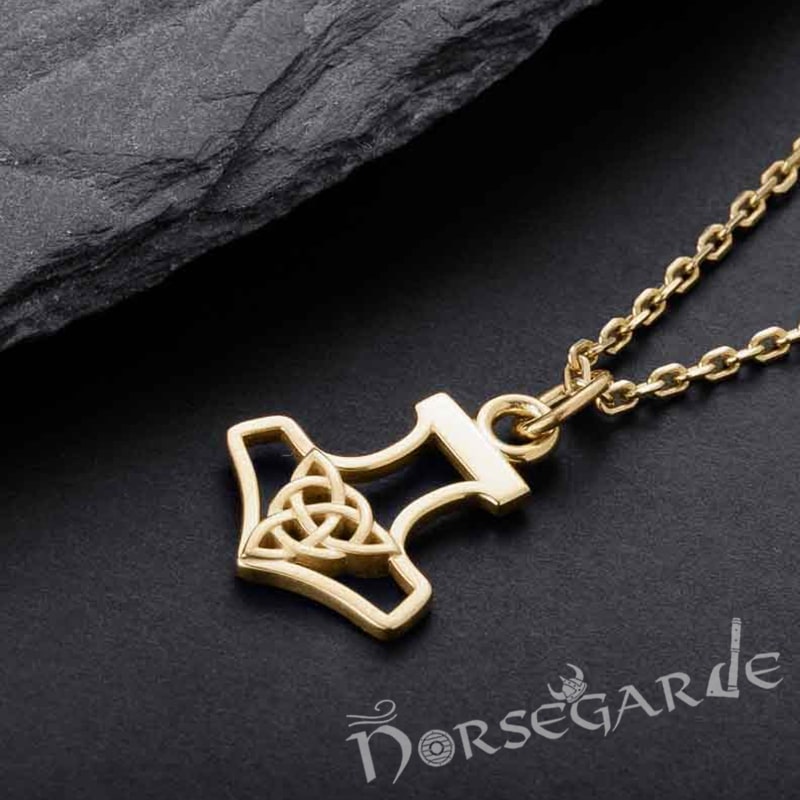 Handcrafted Miniature Thor's Hammer Pendant - Gold