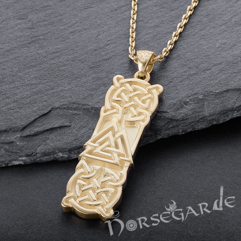 Handcrafted Celtic Pattern & Valknut Pendant - Gold