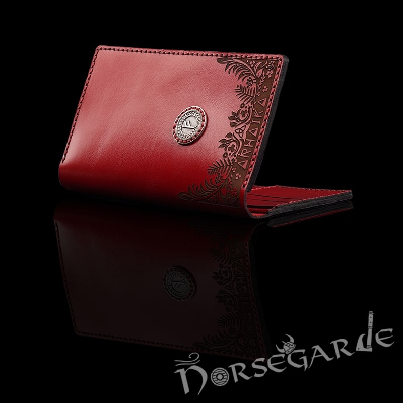 Handcrafted Leather Wallet 'Fehu' - Red