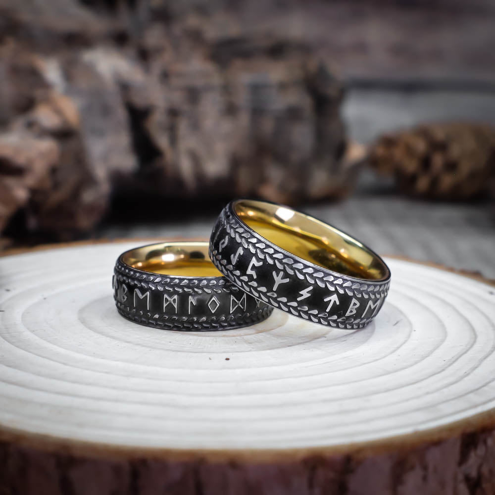 Viking Runic Blacksmith Ring - Norse Elder Rune Band