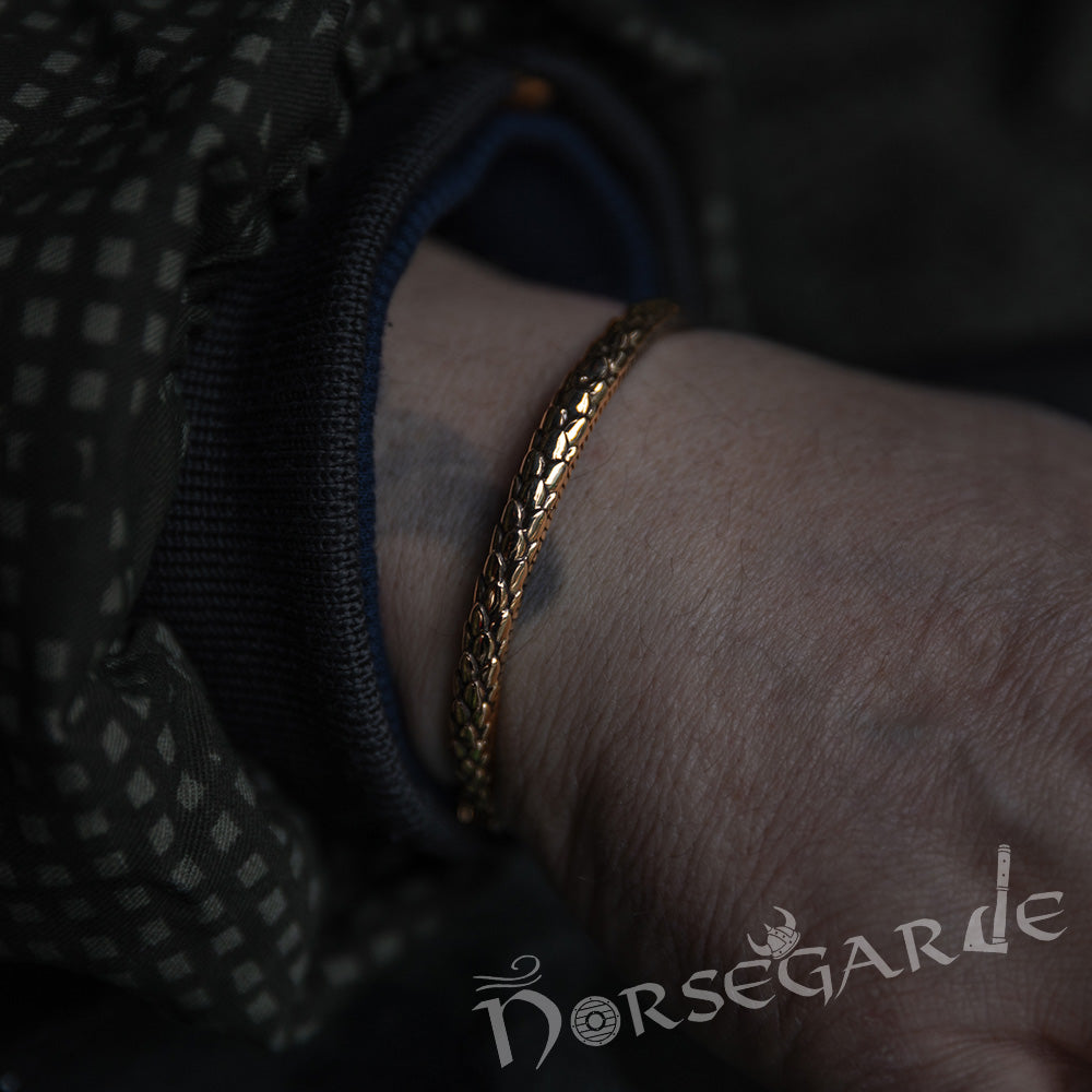Handcrafted Saga of Ragnarok Bracelet - Brass