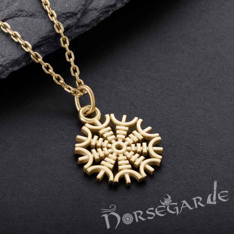 Handcrafted Miniature Helm of Awe Pendant - Gold