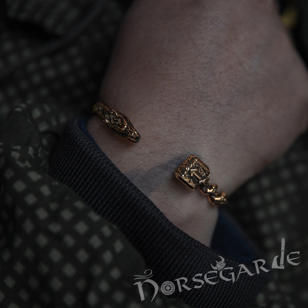 Handcrafted Saga of Ragnarok Bracelet - Brass
