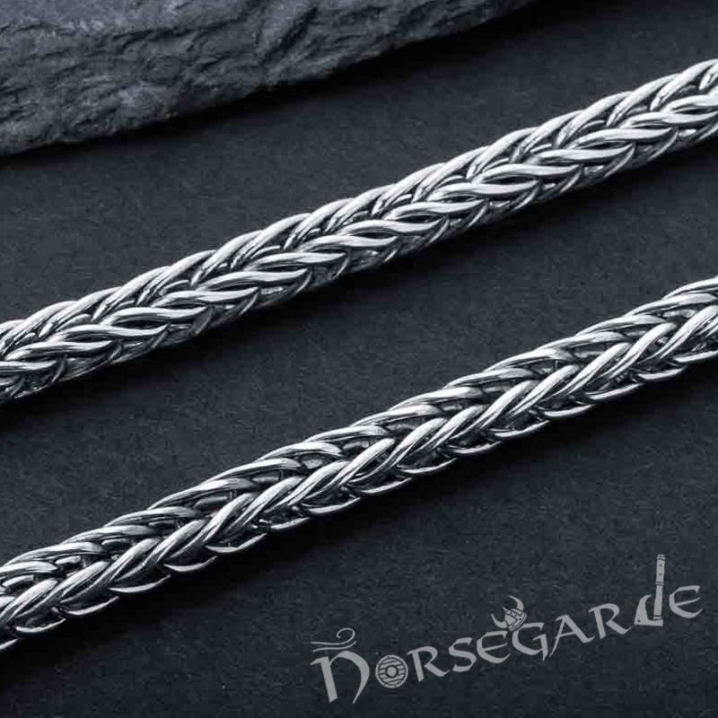 Handcrafted Wheat Chain with Wolves - Sterling Silver