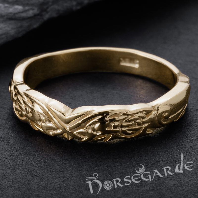 Handcrafted Clashed Ravens Band - Gold