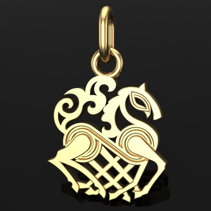 Handcrafted Miniature Sleipnir Pendant - Gold