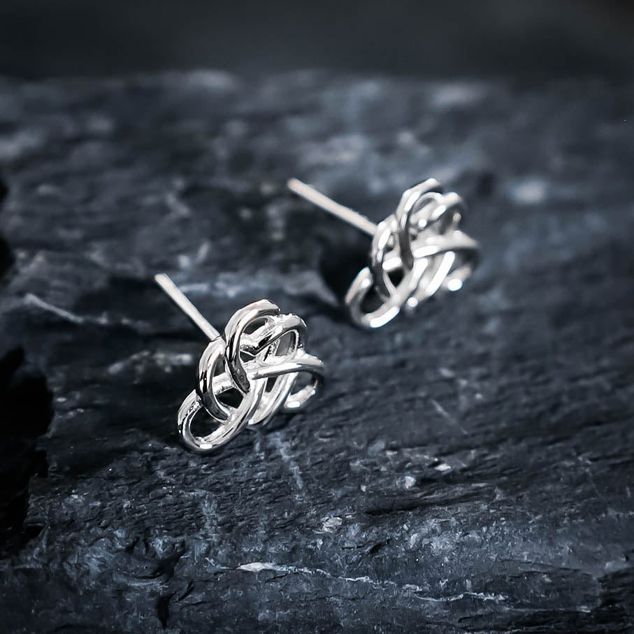 Celtic Knot Heart Stud Earrings - Sterling Silver