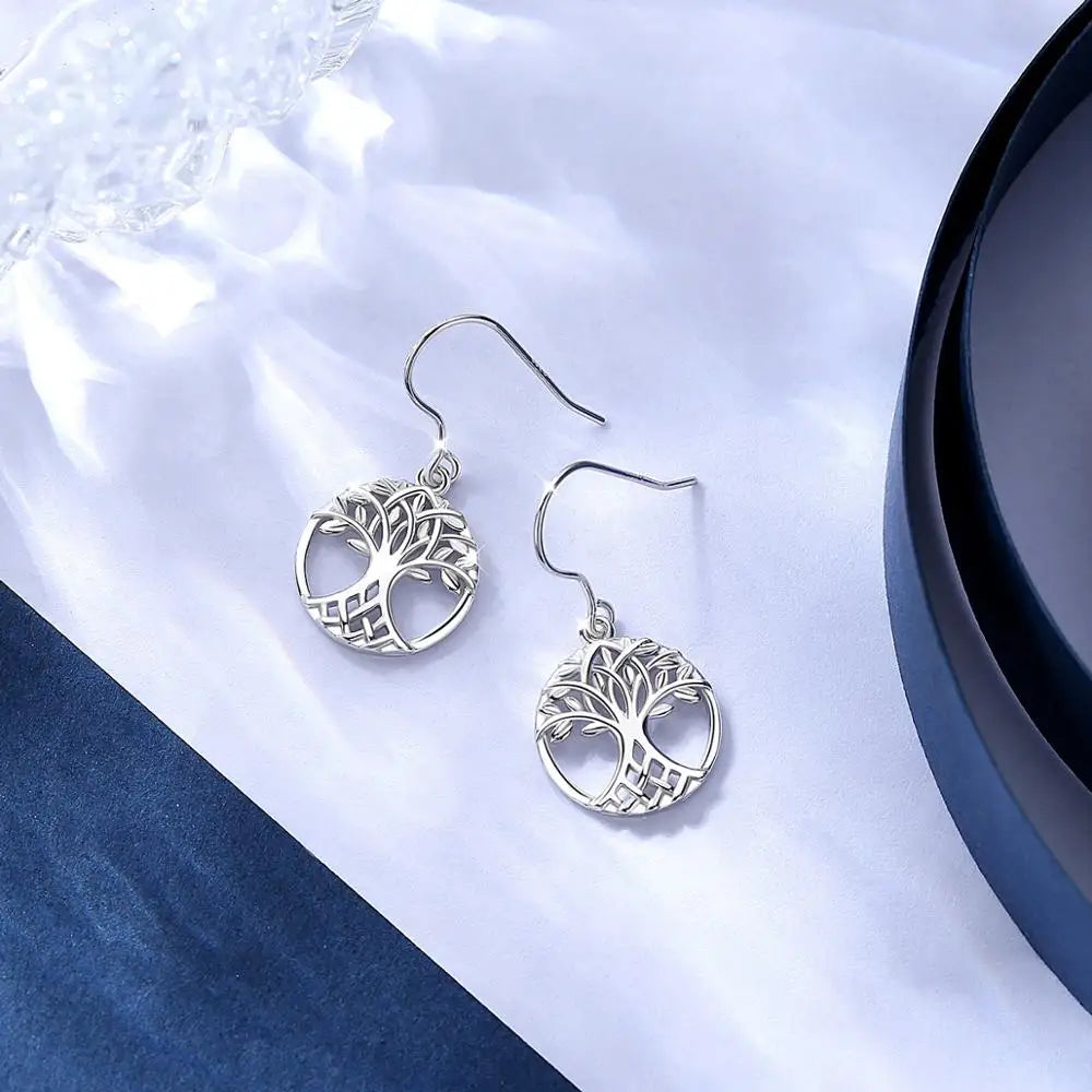 Yggdrasil Branches Tree Drop Earrings - Sterling Silver