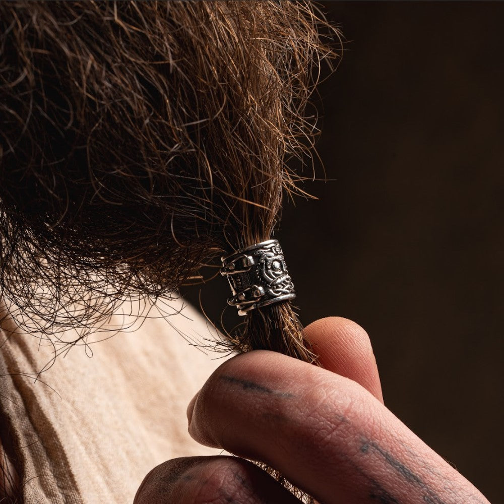 Handcrafted Odin's Beard Bead with Latch & Grip Teeth - Sterling Silver