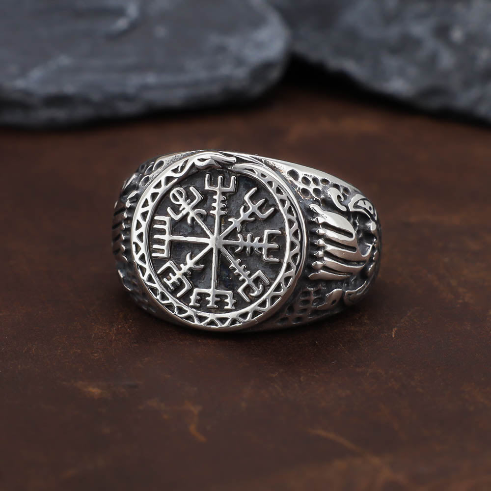 Vegvisir Compass Drakkar Ring - Stainless Steel