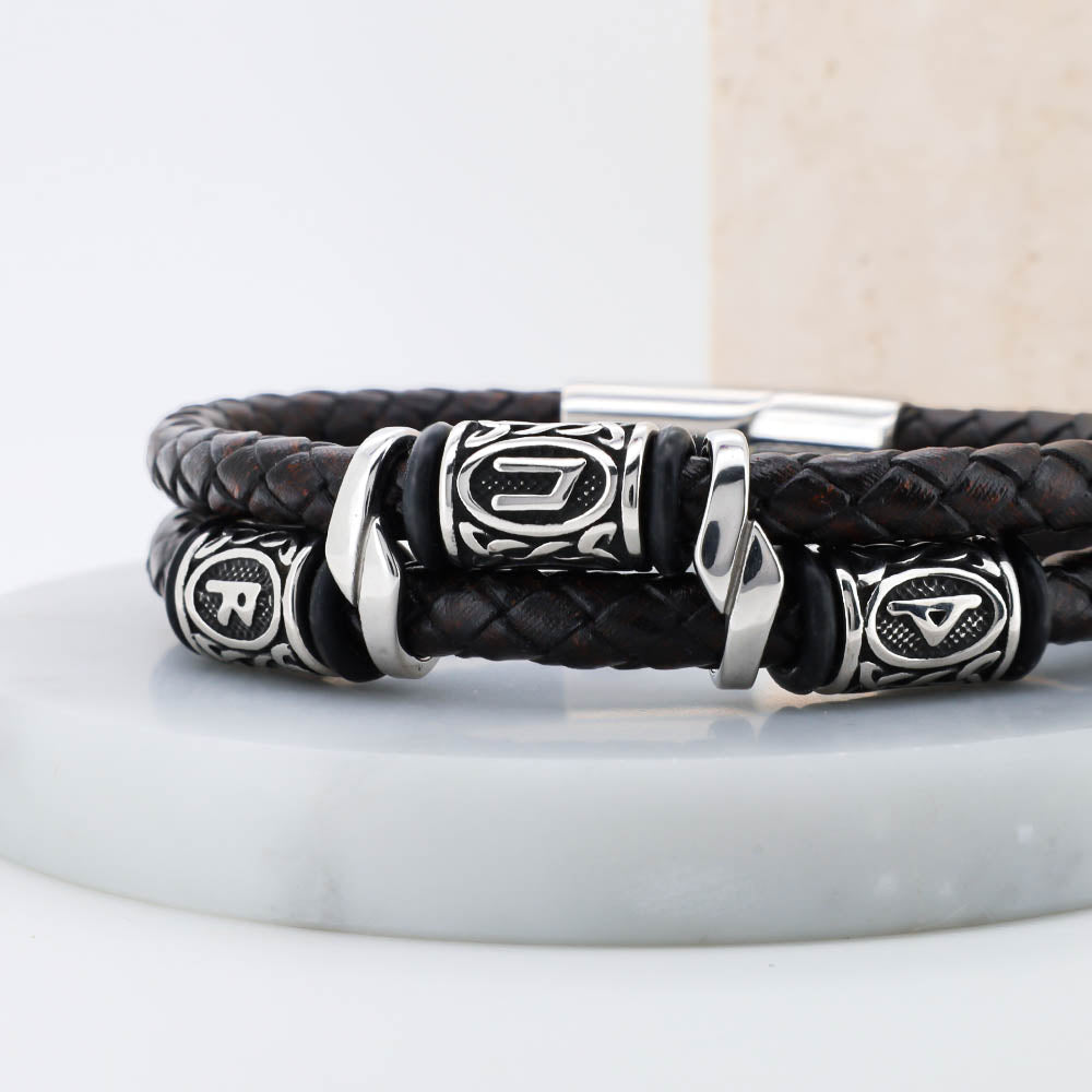 Thunderer's Oath Leather Bracelet