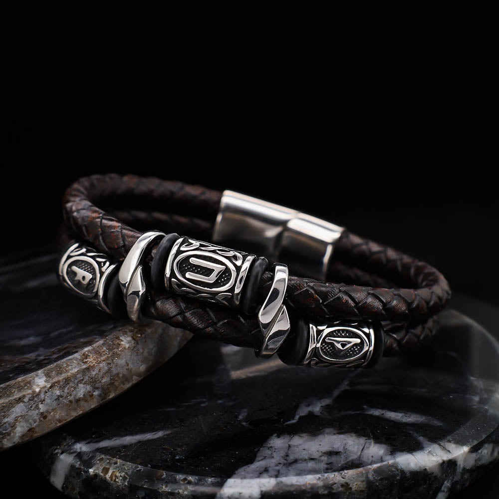 Thunderer's Oath Leather Bracelet