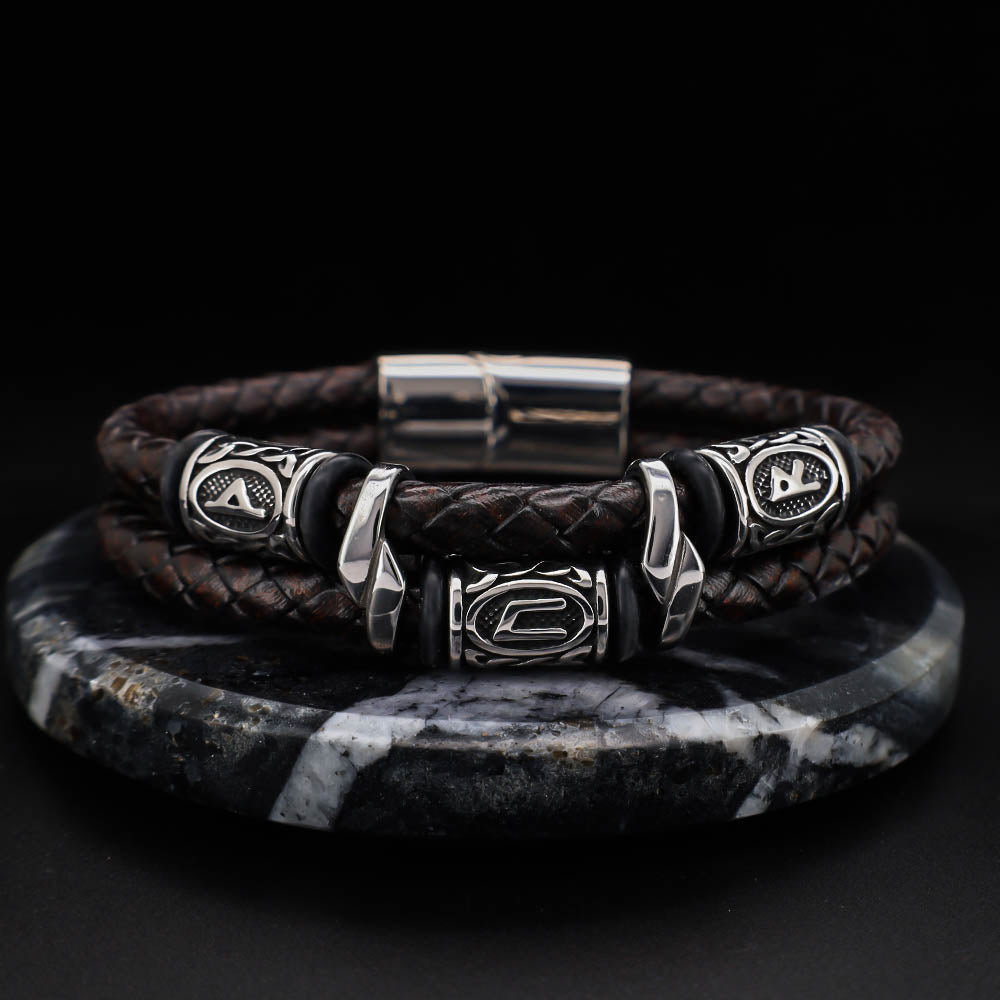 Thunderer's Oath Leather Bracelet