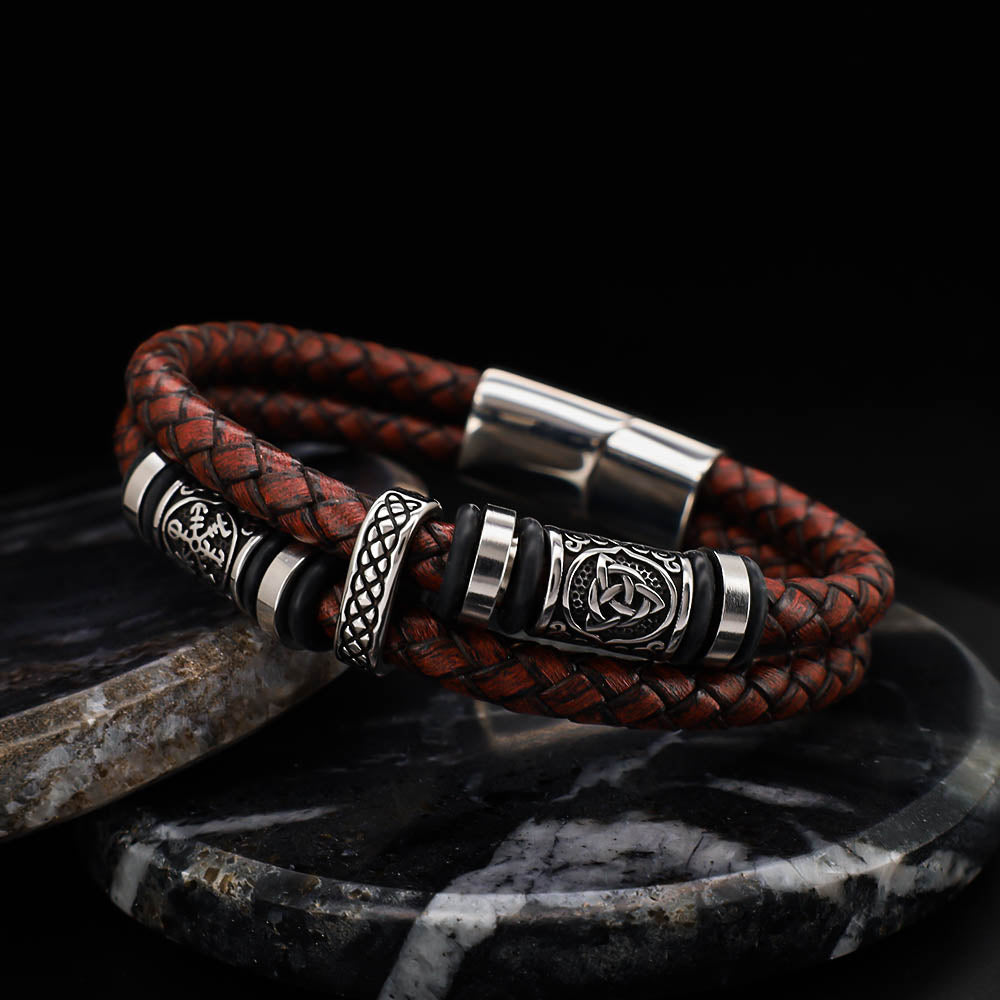Viking Bead Ravenwood Brown Leather Bracelet