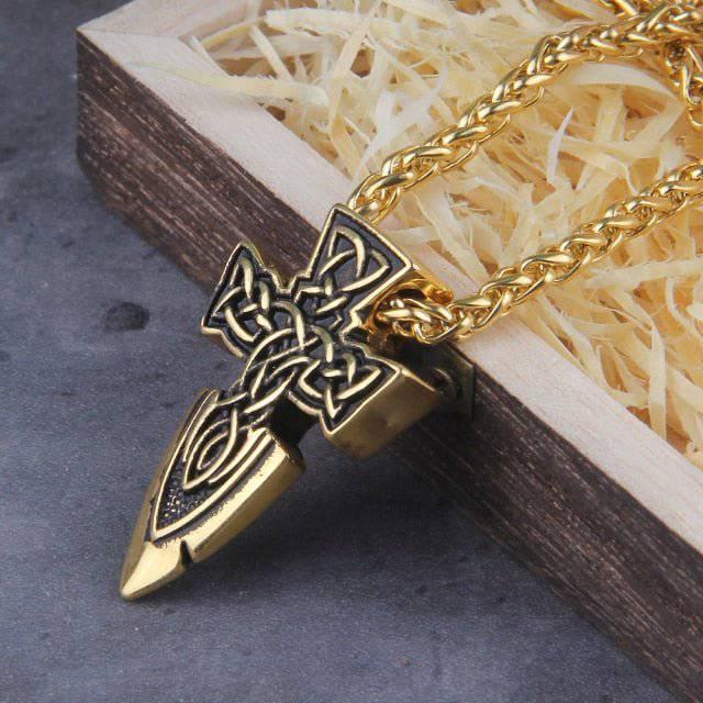 Celtic Cross Sword Amulet - Stainless Steel - Norsegarde