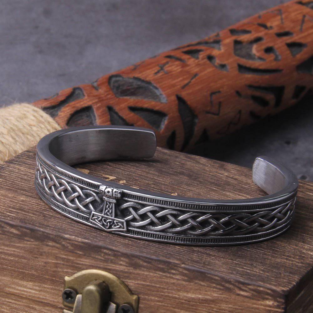 Celtic Ornaments Runic Bangle - Stainless Steel - Norsegarde