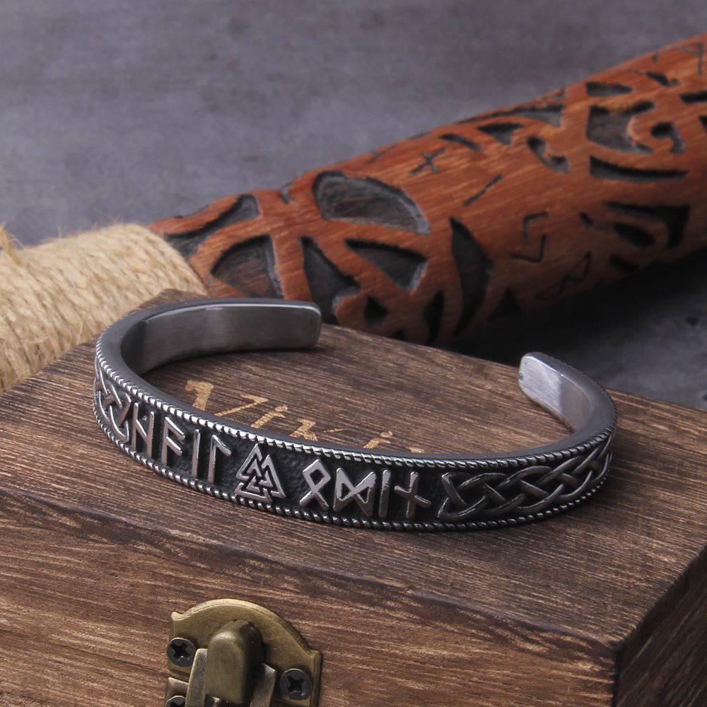 Celtic Ornaments Runic Bangle - Stainless Steel - Norsegarde