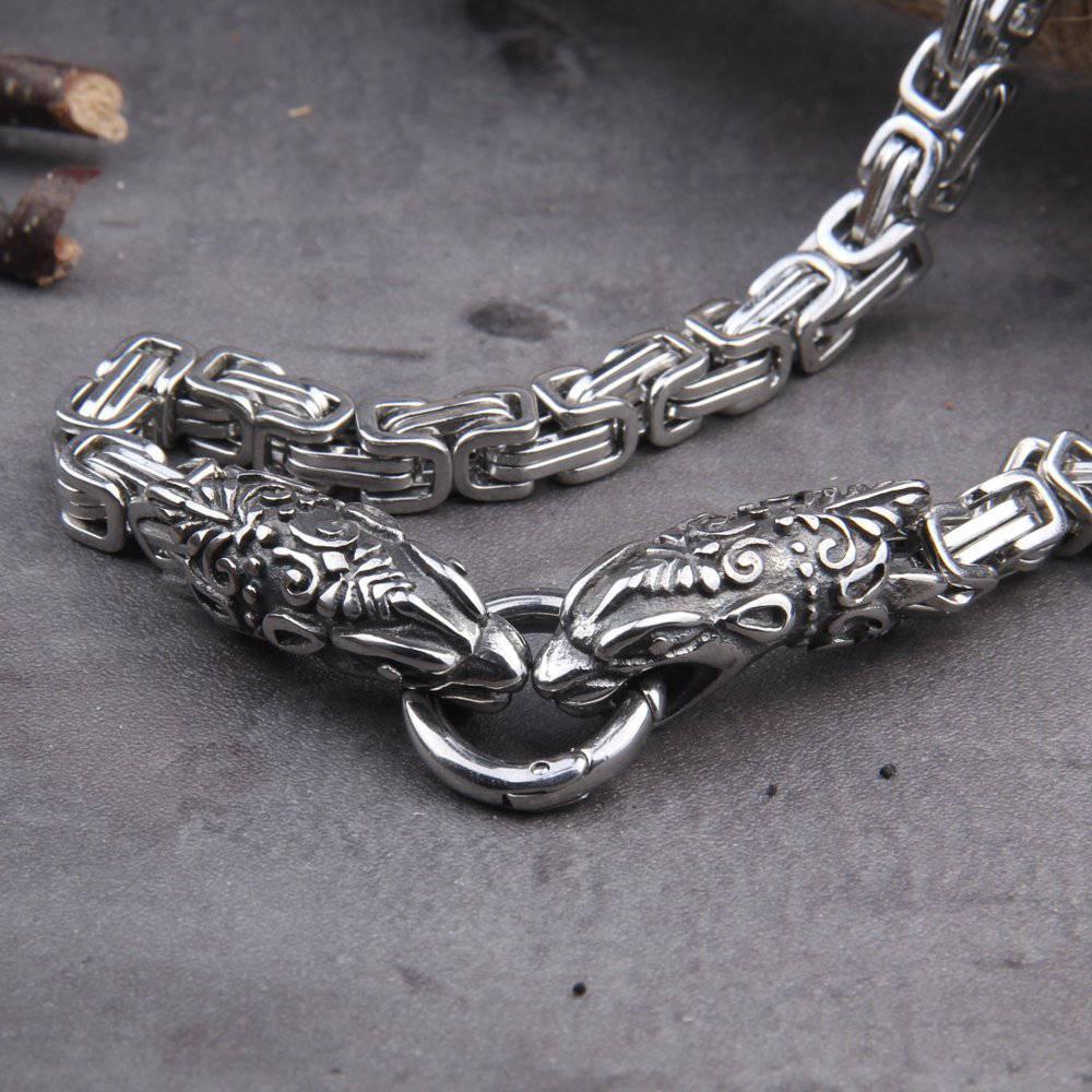 Celtic Wolf's Bite Ring Heavy Chain - Stainless Steel - Norsegarde