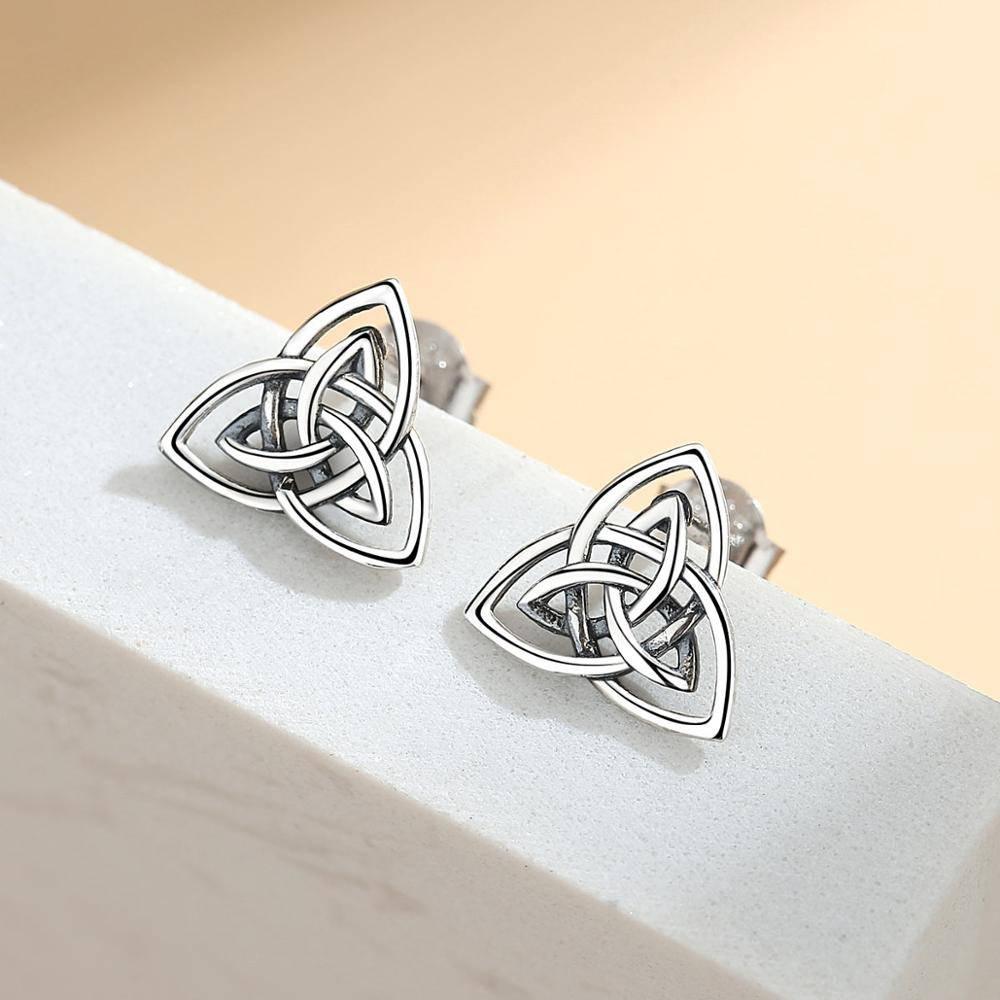 Double Celtic Knot Twist Stud Earrings - Sterling Silver - Norsegarde