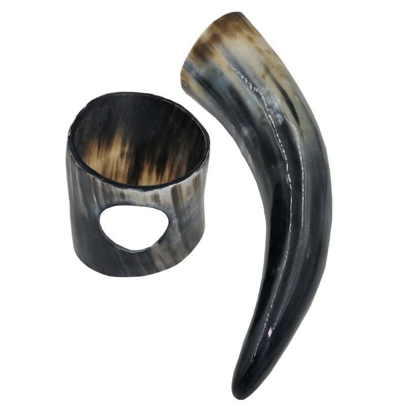 Viking Drinking Horn with Accessories - Real Horn Drinkware