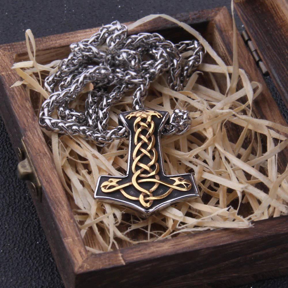 Golden Knot Thor's Hammer - Stainless Steel - Norsegarde