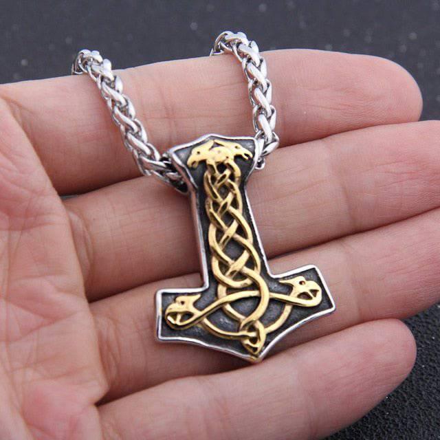 Golden Knot Thor's Hammer - Stainless Steel - Norsegarde