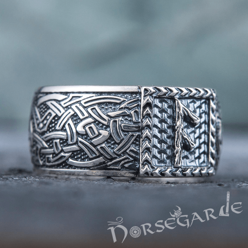 Handcrafted Ansuz Rune Borre Ornament Band - Sterling Silver - Norsegarde