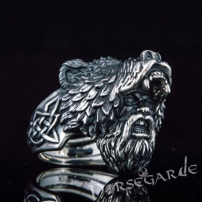 Handcrafted Bear Berserker Ring - Sterling Silver - Norsegarde