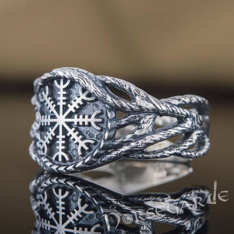 Handcrafted Brambles Helm of Awe Band - Sterling Silver - Norsegarde