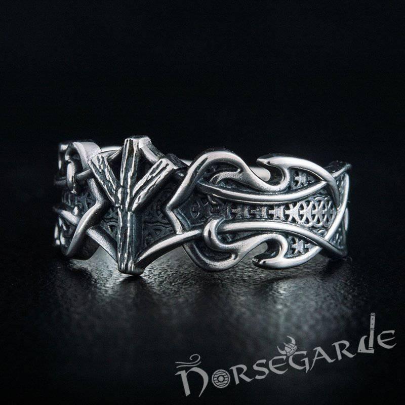 Handcrafted Celt Ornament Algiz Band - Sterling Silver - Norsegarde