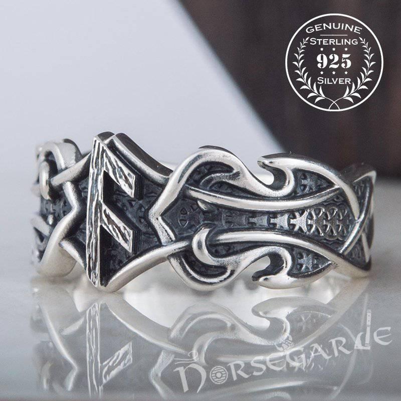 Handcrafted Celt Ornament Ansuz Band - Sterling Silver - Norsegarde
