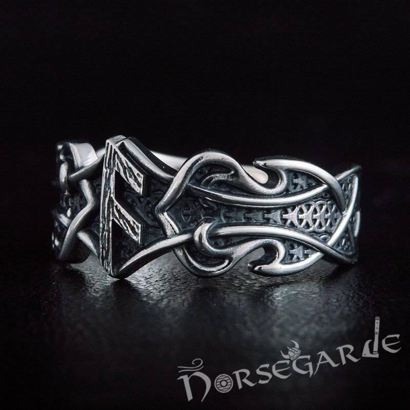 Handcrafted Celt Ornament Ansuz Band - Sterling Silver - Norsegarde