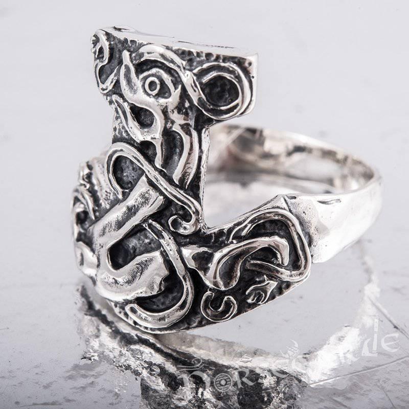 Handcrafted Celtic Mjölnir Ring - Sterling Silver - Norsegarde
