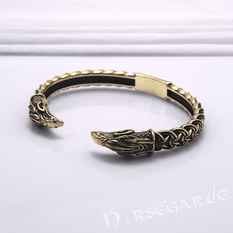 Handcrafted Celtic Raven Torc Bracelet - Bronze - Norsegarde