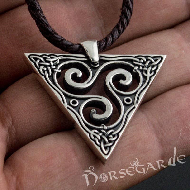 Handcrafted Celtic Triangle Triskelion Pendant - Sterling Silver - Norsegarde