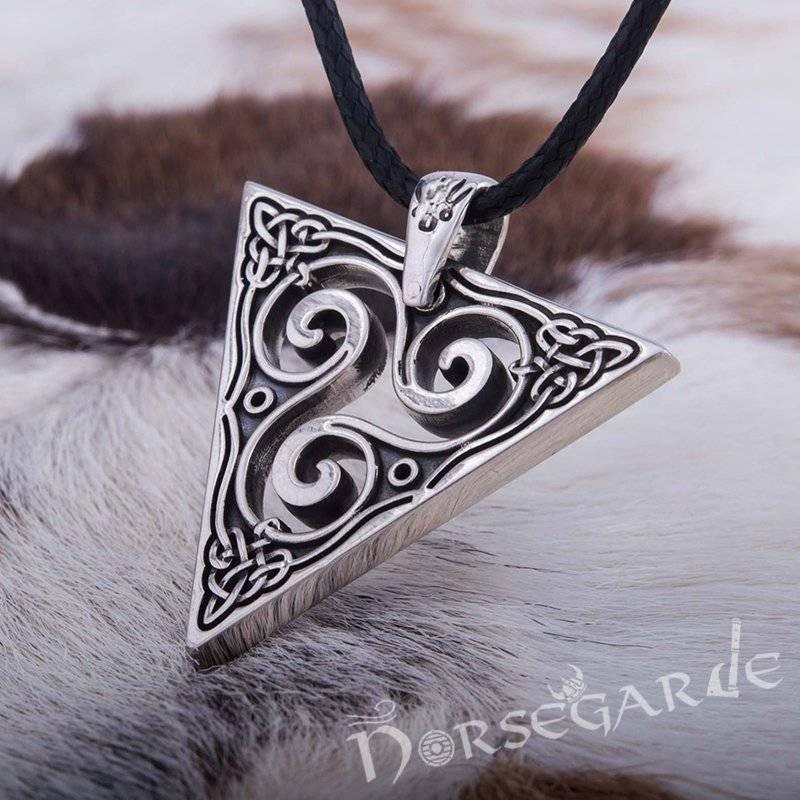 Handcrafted Celtic Triangle Triskelion Pendant - Sterling Silver - Norsegarde