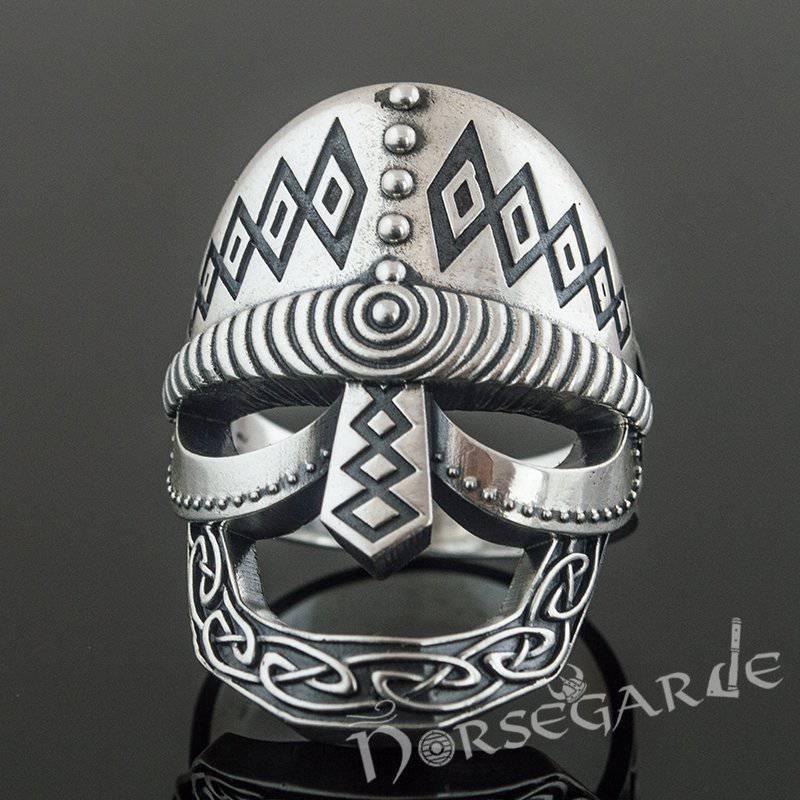 Handcrafted Celtic Warrior Helm Ring - Sterling Silver - Norsegarde