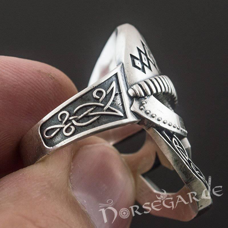 Handcrafted Celtic Warrior Helm Ring - Sterling Silver - Norsegarde