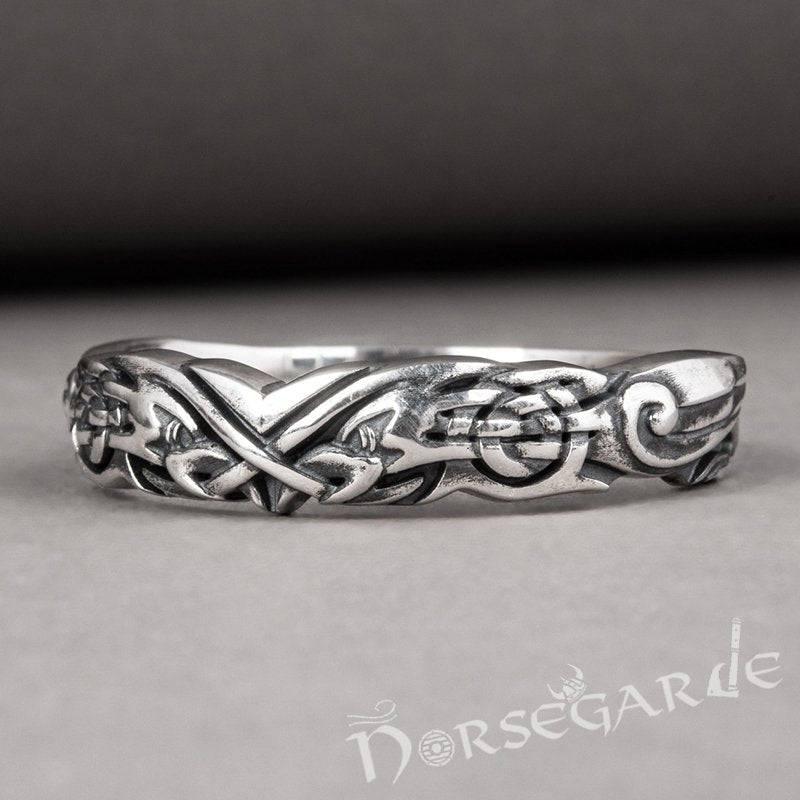 Handcrafted Clashed Ravens Band - Sterling Silver - Norsegarde