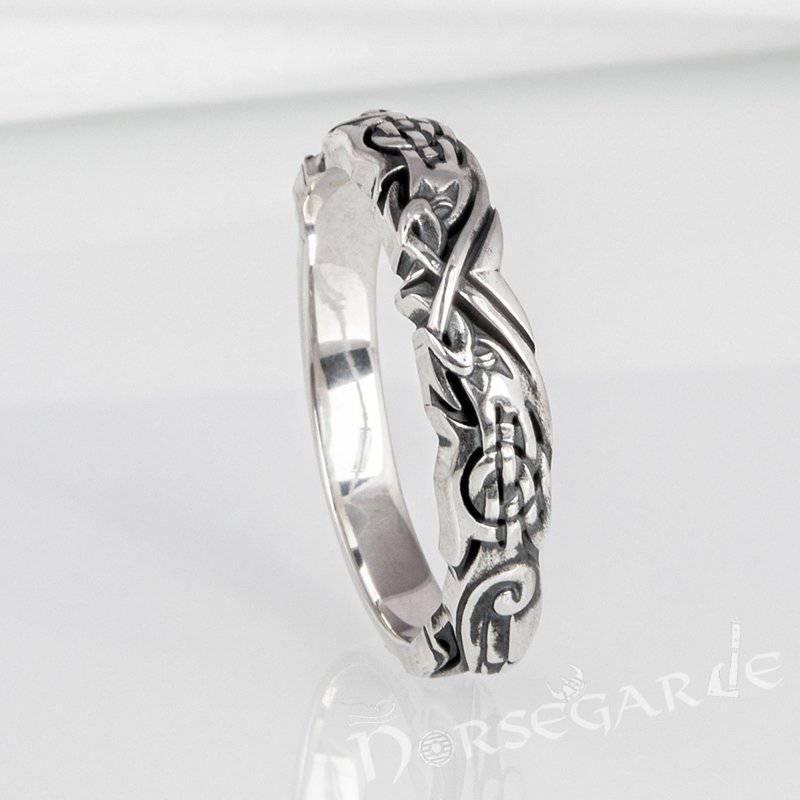 Handcrafted Clashed Ravens Band - Sterling Silver - Norsegarde