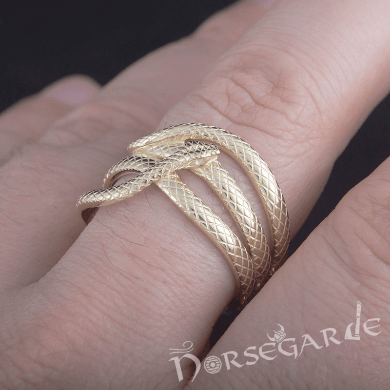 Handcrafted Coiled Jormungandr Ring - Gold - Norsegarde