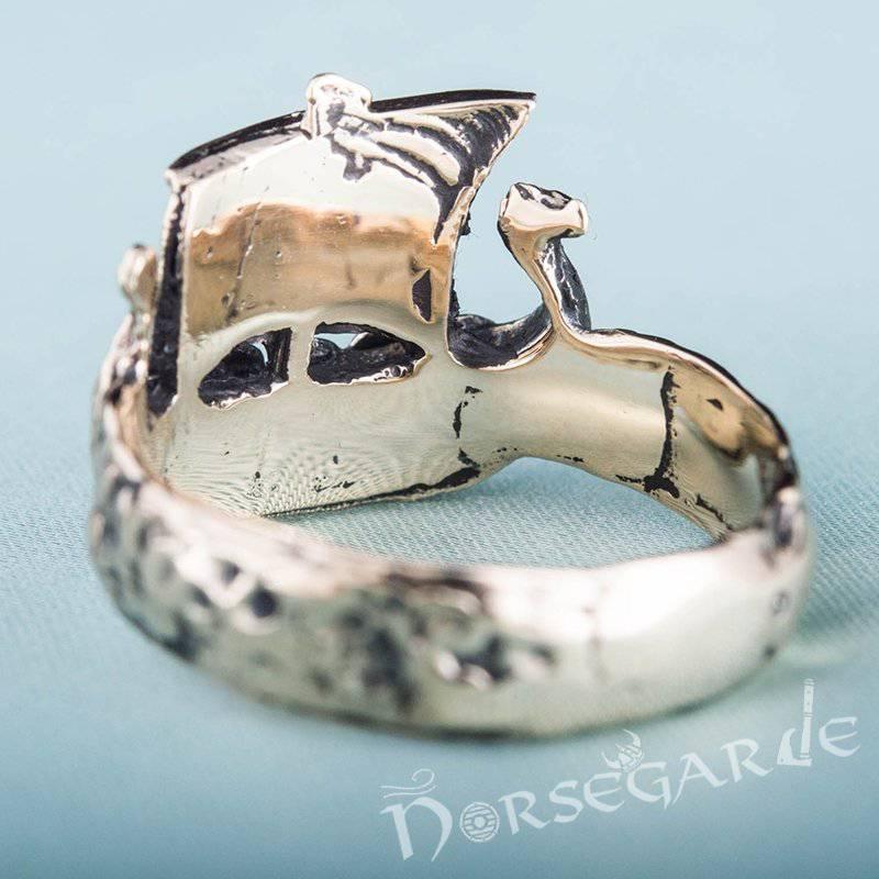 Handcrafted Drakkar Figurine Ring - Bronze - Norsegarde