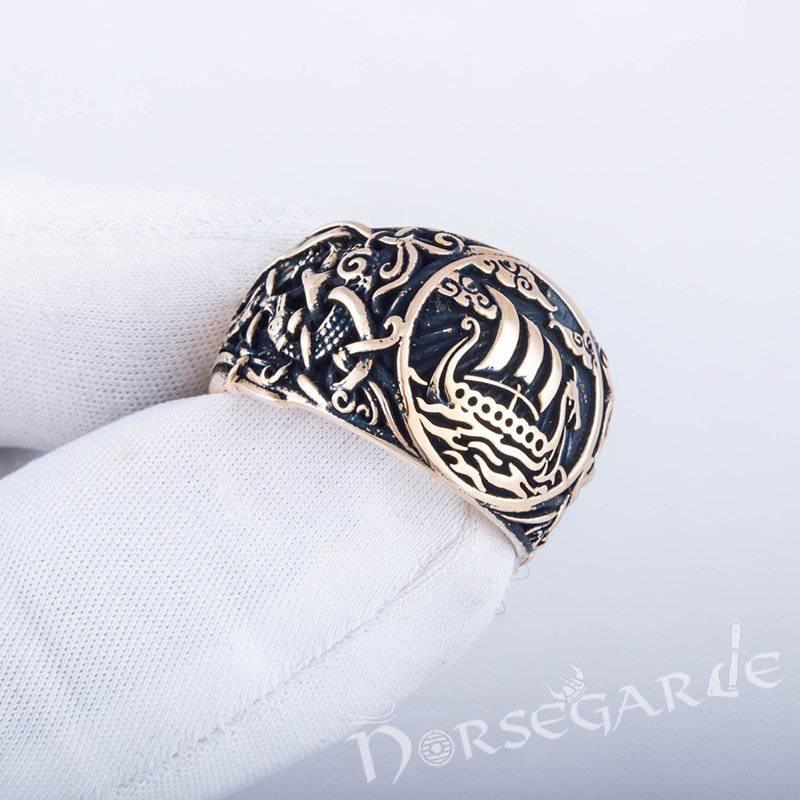 Handcrafted Drakkar Mammen Style Ring - Bronze - Norsegarde
