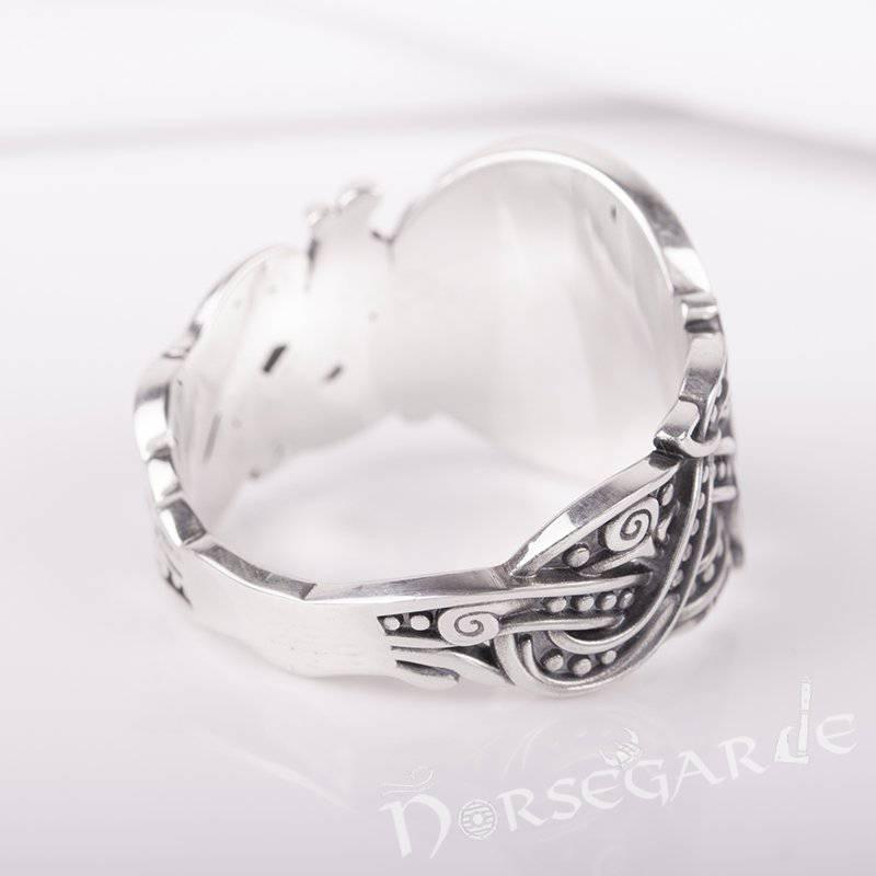 Handcrafted Eagle Jellinge Style Ring - Sterling Silver - Norsegarde