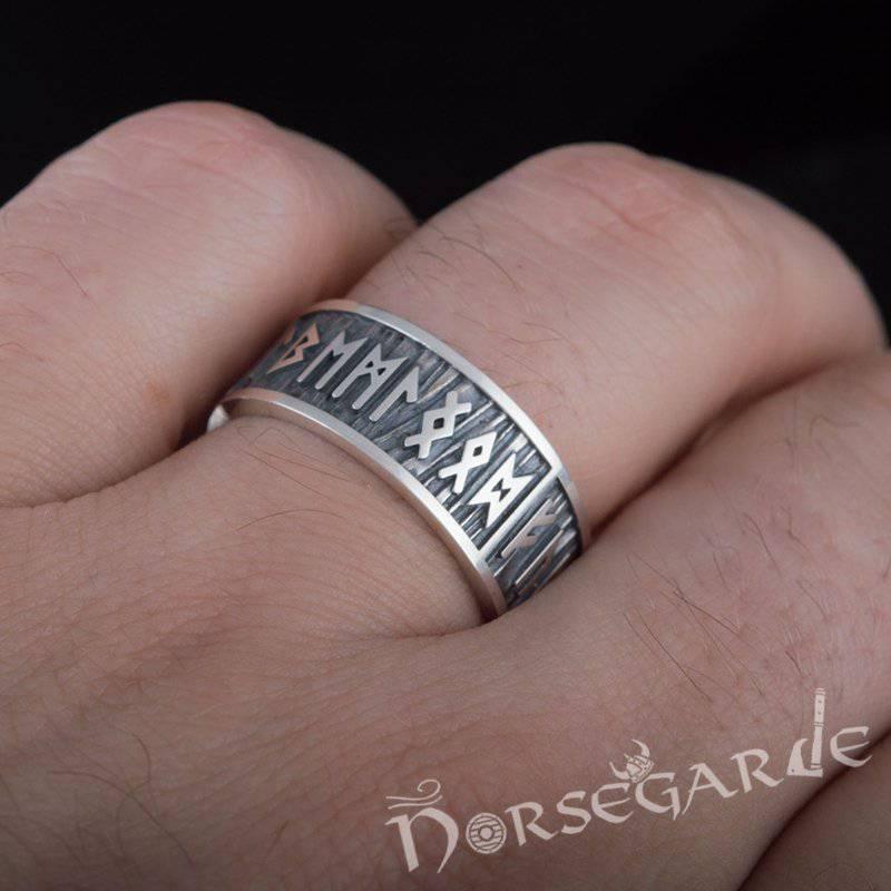 Handcrafted Elder Futhark Runic Band - Sterling Silver - Norsegarde