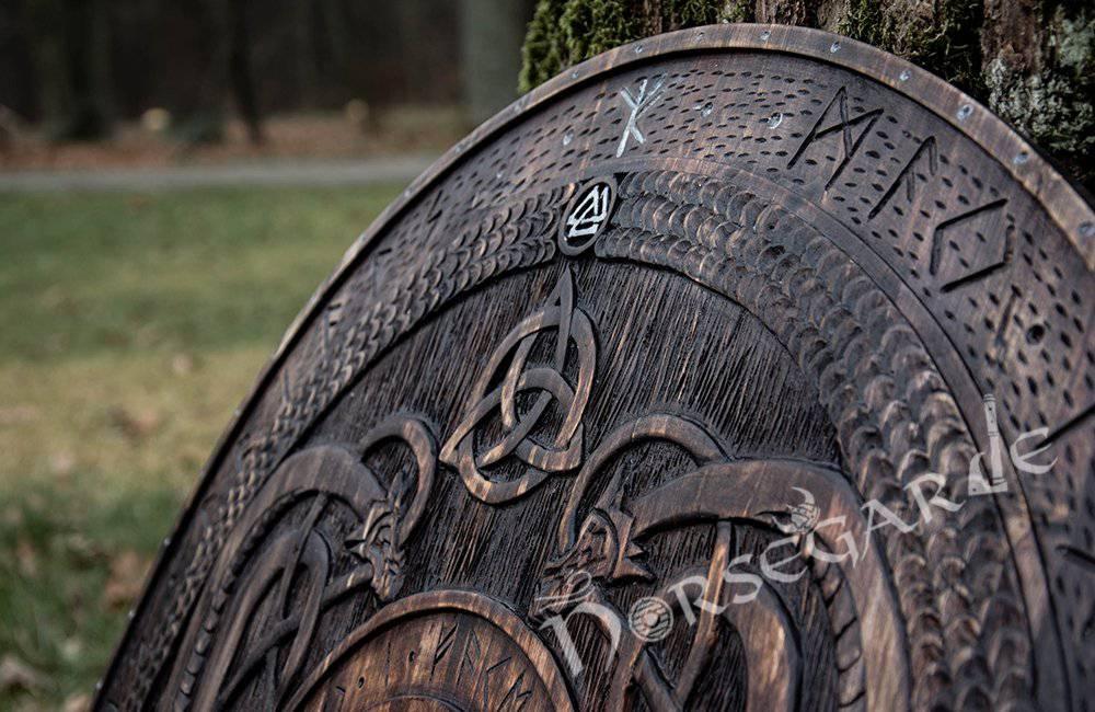 Handcrafted Engraved Viking Shield - Norsegarde
