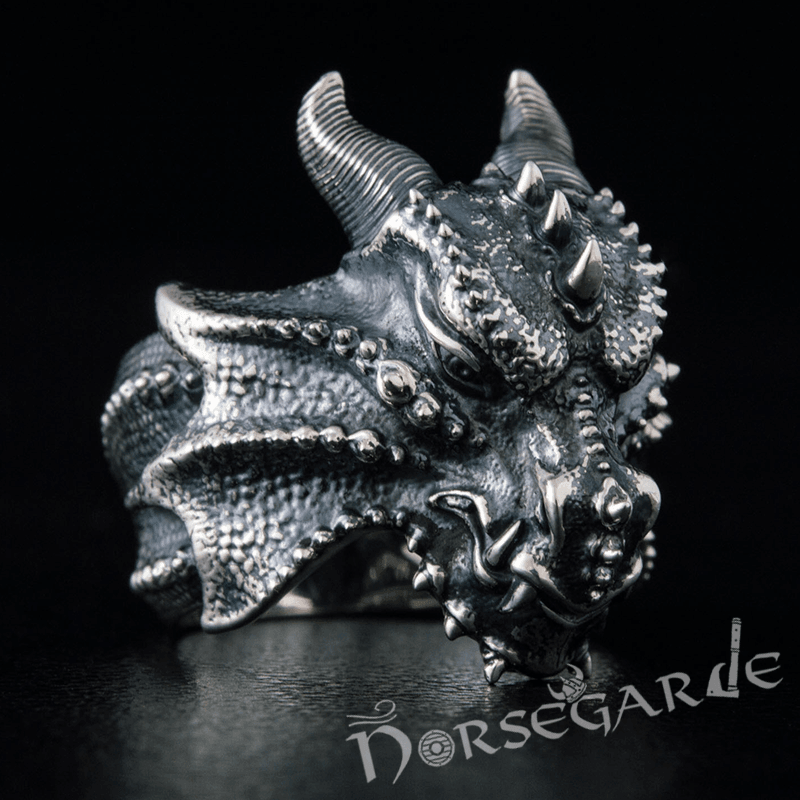 Handcrafted Fafnir the Dragon Ring - Sterling Silver - Norsegarde