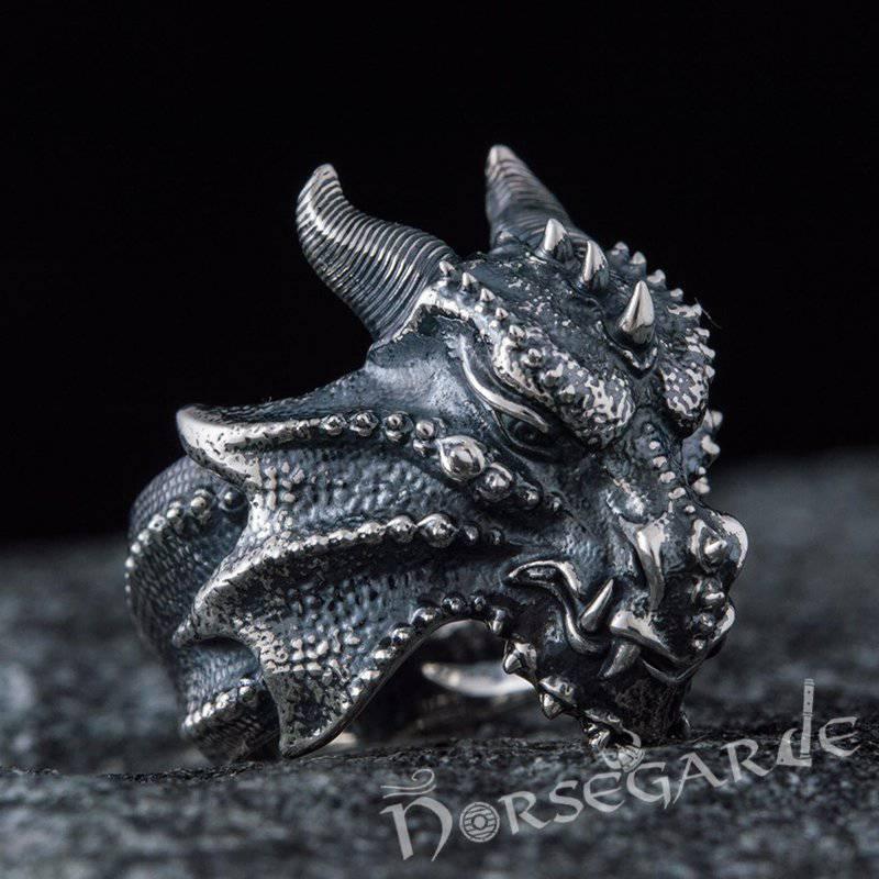 925 Sterling Silver Onyx Dragons Ring | Empire of the Gods